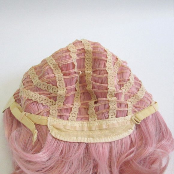 Synthetic Hair Women Light Pink Wig Lace Undercap Soft Beachy Waves main image 5